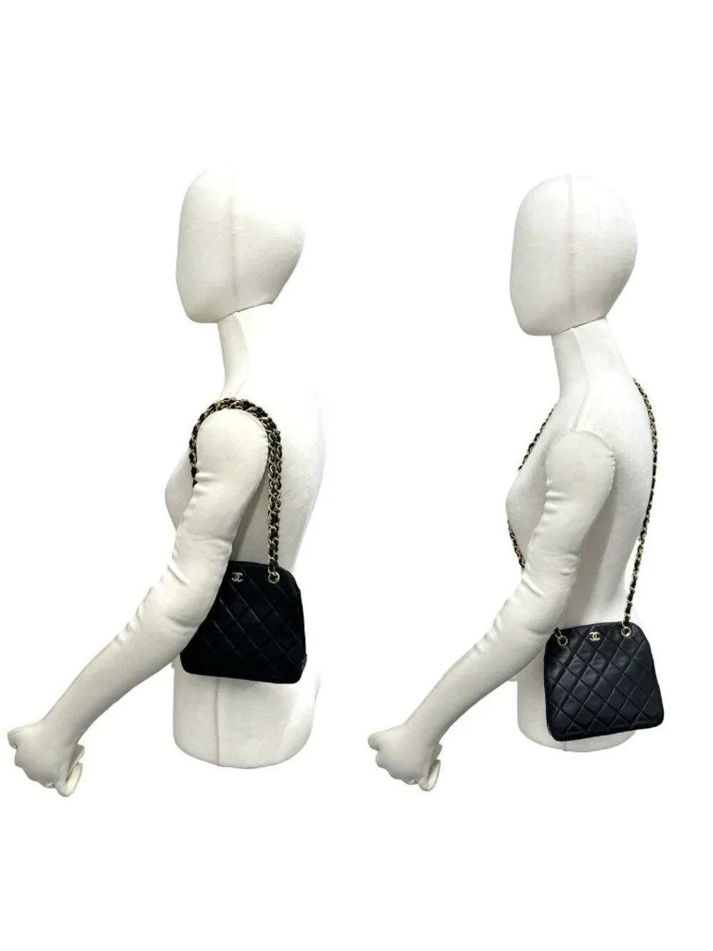 Chanel Vintage Quilted Coco Lambskin Kiss Lock Shoulder Bag Black